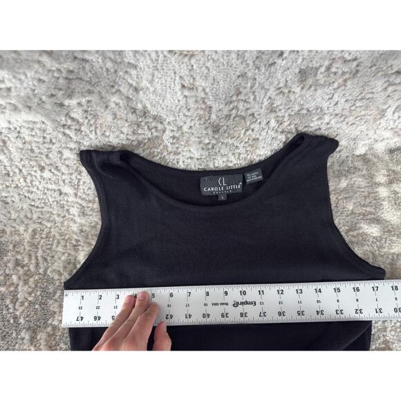 Carole Little Sz L Wool Acrylic Blend Sleeveless Maxi A Line Dress Black Casual - Picture 5 of 9